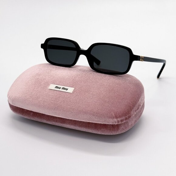 NEW MIU MIU MU11ZS 16K5S0 SQUARE WOMEN SUNGLASSES MU11ZSF 16K5S0 BLACK MU 11ZS - Picture 1 of 14